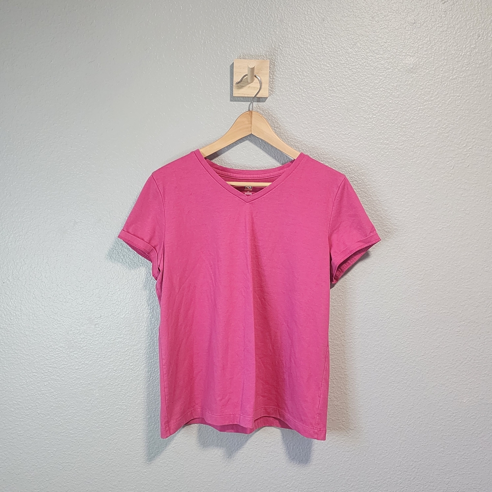 SJB Performance Vibrant Pink V-Neck Women's Active Tee